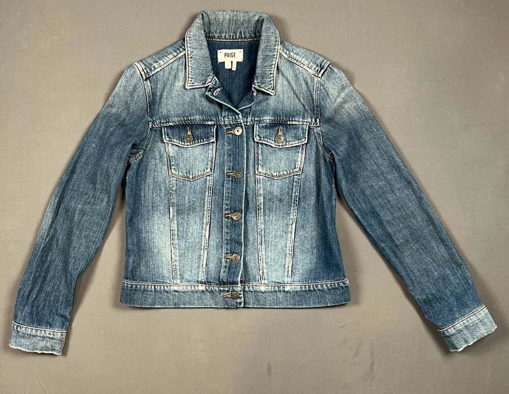 Paige Denim Jacket Size S Blue Distressed